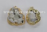 NGP1675 35*40mm - 45*50mm freeform plated druzy agate pendants