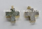 NGP1682 25*26mm - 27*28mm cross druzy agate pendants wholesale