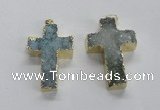 NGP1685 30*45mm - 32*50mm cross druzy agate pendants wholesale