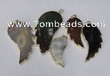 NGP1695 20*40mm - 35*70mm carved leaf agate gemstone pendants