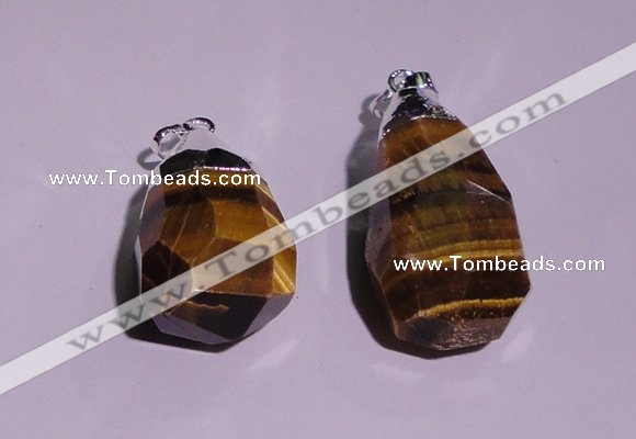NGP1698 15*30mm - 18*35mm faceted nuggets yellow tiger eye pendants