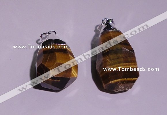 NGP1698 15*30mm - 18*35mm faceted nuggets yellow tiger eye pendants