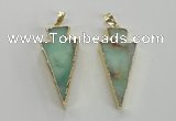 NGP1702 18*39mm arrowhead australia chrysoprase pendants