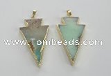 NGP1703 27*47mm arrowhead australia chrysoprase pendants