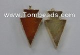 NGP1714 28*50mm - 30*55mm arrowhead agate gemstone pendants