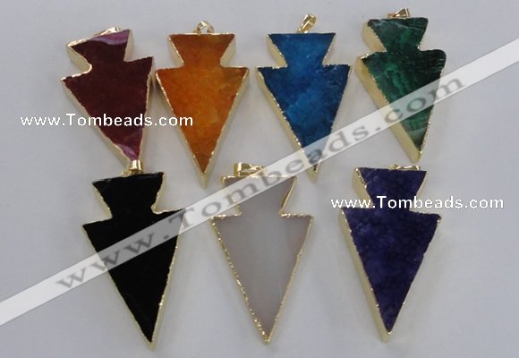 NGP1719 28*50mm - 30*55mm arrowhead agate gemstone pendants