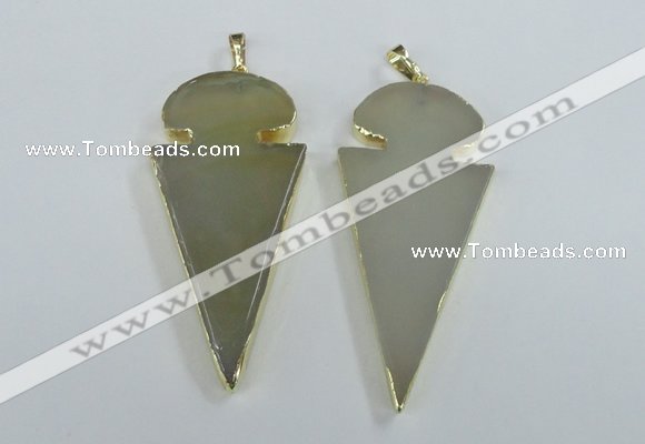 NGP1721 30*65mm arrowhead agate gemstone pendants wholesale