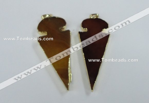 NGP1722 30*65mm arrowhead agate gemstone pendants wholesale