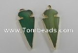 NGP1724 30*65mm arrowhead agate gemstone pendants wholesale