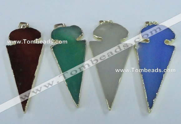 NGP1725 30*65mm arrowhead agate gemstone pendants wholesale