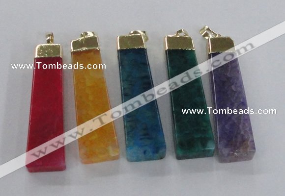 NGP1732 15*55mm trapezoid agate gemstone pendants wholesale