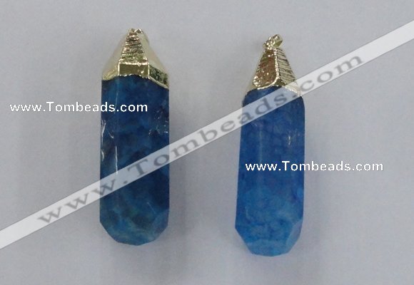 NGP1737 17*60mm faceted nuggets agate gemstone pendants wholesale