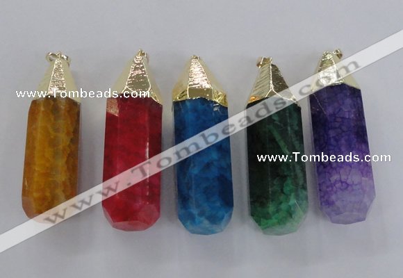 NGP1739 17*60mm faceted nuggets agate gemstone pendants wholesale