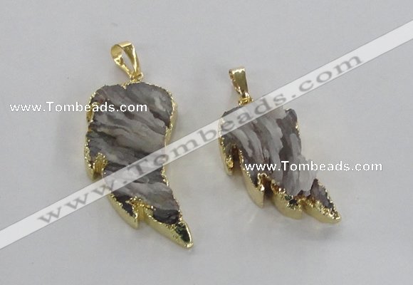 NGP1742 15*30mm - 20*40mm carved leaf druzy agate pendants