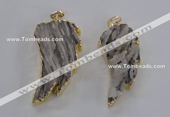 NGP1743 20*45mm - 25*55mm carved leaf druzy agate pendants