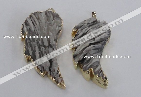 NGP1744 28*55mm - 30*65mm carved leaf druzy agate pendants