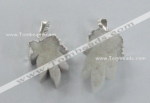 NGP1745 22*30mm - 25*35mm carved leaf druzy agate pendants