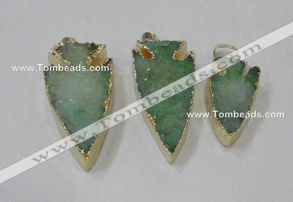 NGP1748 20*30mm - 25*50mm arrowhead druzy agate gemstone pendants