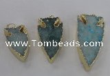 NGP1749 20*30mm - 25*50mm arrowhead druzy agate gemstone pendants