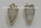 NGP1750 20*30mm - 25*50mm arrowhead druzy agate gemstone pendants