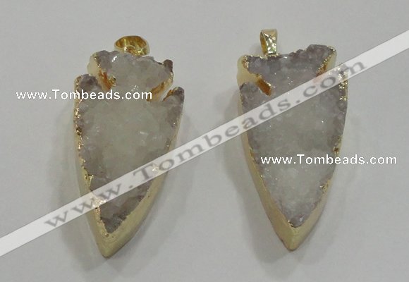 NGP1750 20*30mm - 25*50mm arrowhead druzy agate gemstone pendants