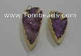 NGP1751 20*30mm - 25*50mm arrowhead druzy agate gemstone pendants