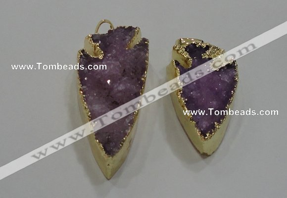 NGP1751 20*30mm - 25*50mm arrowhead druzy agate gemstone pendants