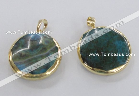 NGP1758 30mm flat round agate gemstone pendants wholesale