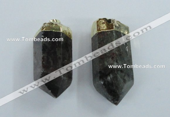 NGP1768 25*55mm - 20*60mm faceted nuggets green phantom quartz pendants