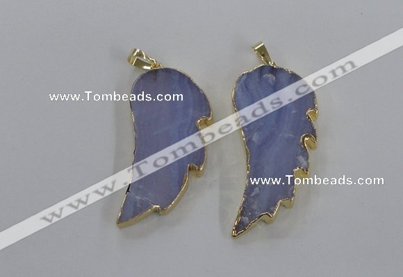 NGP1773 22*45mm - 25*50mm wing-shaped agate gemstone pendants