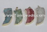 NGP1786 15*35mm - 20*45mm oxhorn druzy agate gemstone pendants