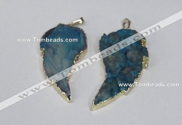 NGP1789 28*45mm - 35*55mm wing-shaped druzy agate pendants