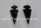 NGP1807 25*60mm - 30*65mm arrowhead black agate pendants