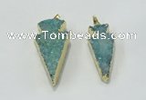 NGP1812 22*40mm - 28*48mm arrowhead druzy agate gemstone pendants