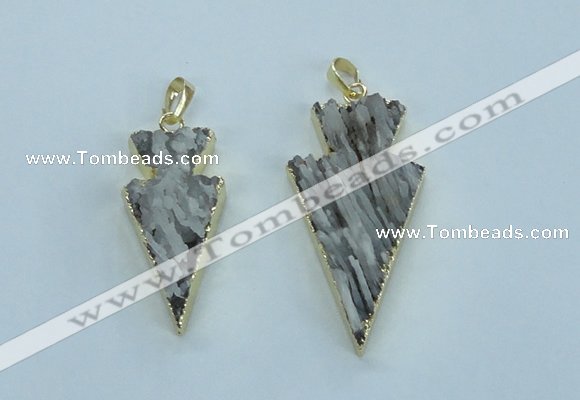 NGP1814 20*38mm - 25*45mm arrowhead druzy agate gemstone pendants