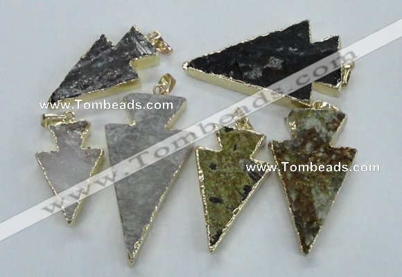 NGP1819 18*38mm - 28*45mm arrowhead druzy agate gemstone pendants