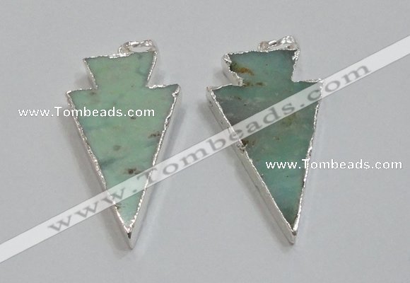 NGP1830 25*45mm arrowhead australia chrysoprase pendants