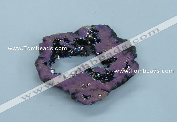 NGP1833 45*55mm - 55*60mm donut plated druzy agate pendants