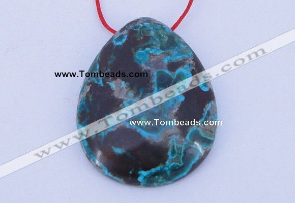 NGP185 30*38mm flat teardrop chrysocolla gemstone pendant jewelry