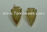 NGP1872 20*30mm - 25*50mm arrowhead druzy agate gemstone pendants