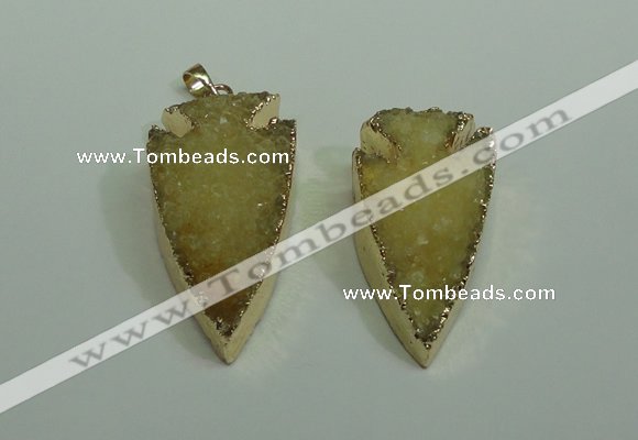 NGP1872 20*30mm - 25*50mm arrowhead druzy agate gemstone pendants