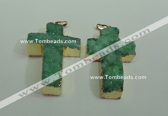 NGP1877 30*45mm - 32*50mm cross druzy agate gemstone pendants