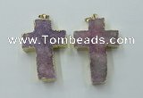 NGP1878 30*45mm - 32*50mm cross druzy agate gemstone pendants