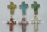 NGP1879 30*45mm - 32*50mm cross druzy agate gemstone pendants