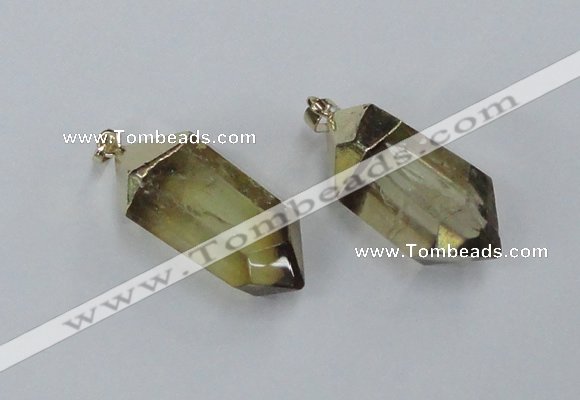 NGP1901 18*38mm - 20*42mm faceted nuggets lemon quartz pendants