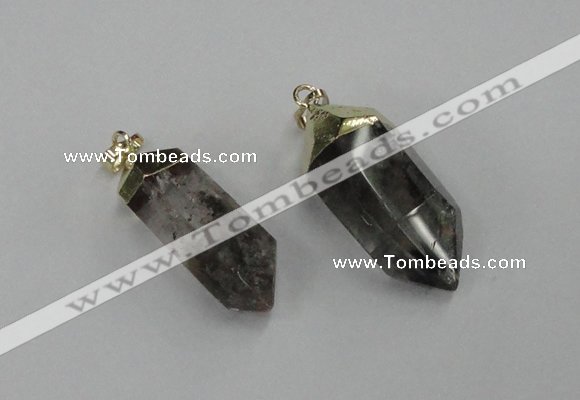 NGP1903 13*30mm - 15*38mm faceted nuggets green phantom quartz pendants