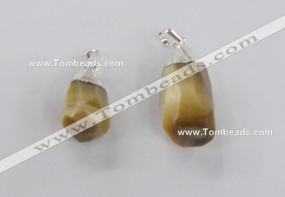 NGP1915 14*30mm - 15*35mm faceted nuggets golden tiger eye pendants