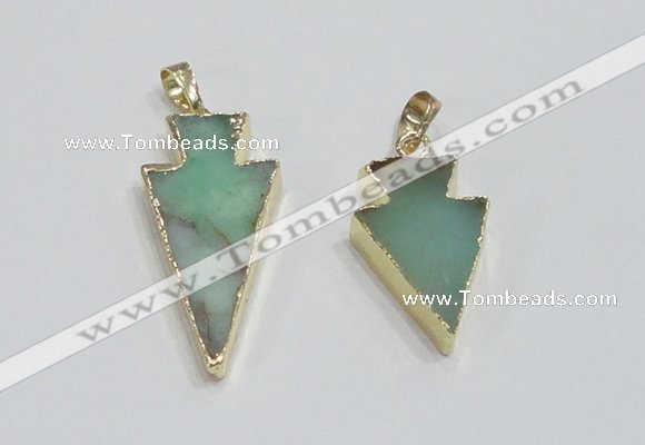 NGP1918 16*30mm - 20*38mm arrowhead australia chrysoprase pendants