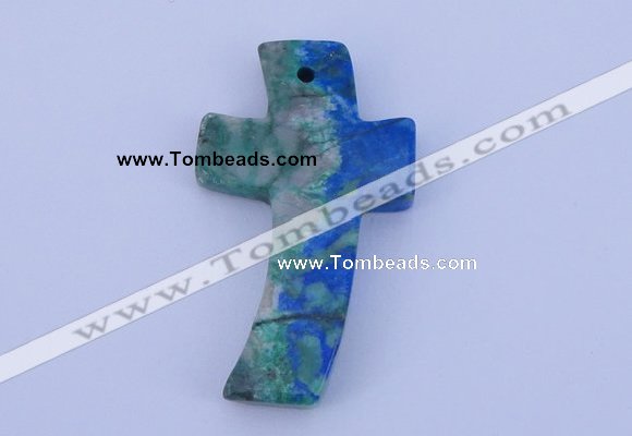 NGP192 31*52mm cross lapis & chrysocolla gemstone pendant jewelry