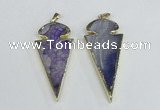 NGP1925 30*65mm arrowhead agate gemstone pendants wholesale